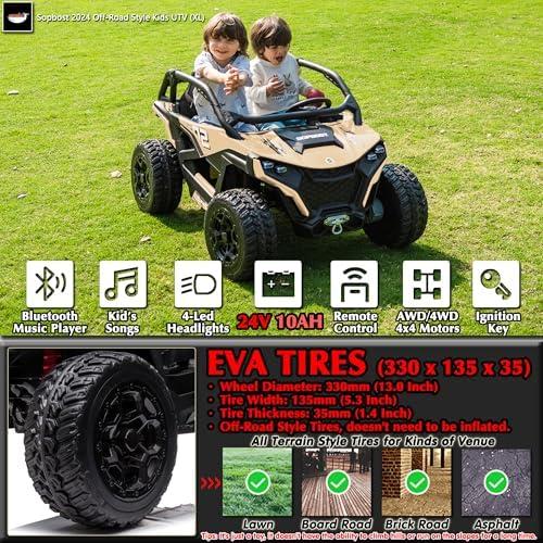 Discover Fun with the sopbost XL 24V Dual-Seater Kids UTV!